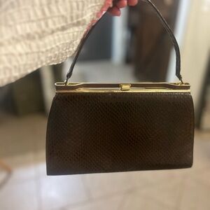 A Naturalizer Brown Handbag-Vintage with Gold color details . Non-leather